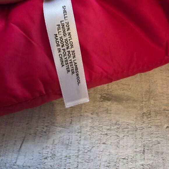 Talbots Red Cable Knit Scarf Quilted Reverse Side Lambswool Bld Winter Accessory - Picture 6 of 7